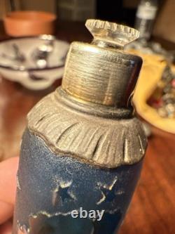 Antique DAUM NANCY Art Glass / Sterling Silver Perfume Bottle Flask