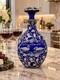 Antique Depasse Pearsall Cobalt Glass Decanter Sterling Silver Swans 9.5