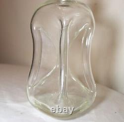 Antique Denmark hand blown glass sterling silver glug glug liquor decanter