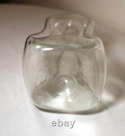 Antique Denmark hand blown glass sterling silver glug glug liquor decanter