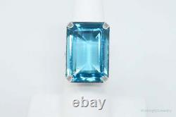 Antique Designer Uncas Blue Glass Sterling Silver Ring Sz 5.75