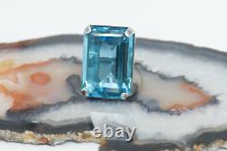 Antique Designer Uncas Blue Glass Sterling Silver Ring Sz 5.75 Antique Designer Uncas Blue Glass Sterling Silver Ring Sz 5.75