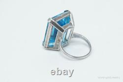 Antique Designer Uncas Blue Glass Sterling Silver Ring Sz 5.75 Antique Designer Uncas Blue Glass Sterling Silver Ring Sz 5.75