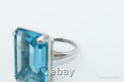 Antique Designer Uncas Blue Glass Sterling Silver Ring Sz 5.75