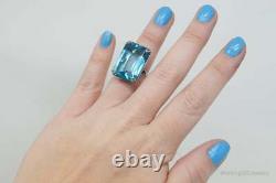 Antique Designer Uncas Blue Glass Sterling Silver Ring Sz 5.75