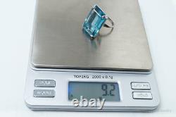 Antique Designer Uncas Blue Glass Sterling Silver Ring Sz 5.75