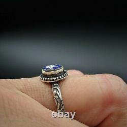 Antique Dove Bird Micro Mosaic Sterling Silver Ring