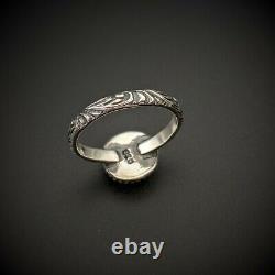 Antique Dove Bird Micro Mosaic Sterling Silver Ring