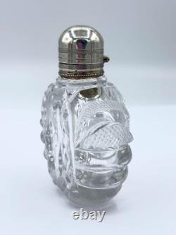 Antique Dutch Clear Cut-Glass & Sterling Silver Perfume Bottle