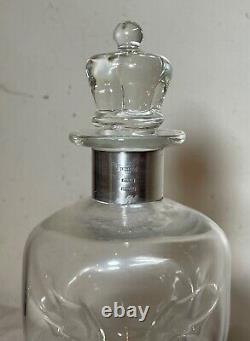 Antique E. Dragsted hand blown glass sterling silver glug glug liquor decanter