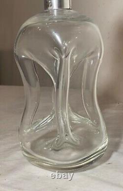 Antique E. Dragsted hand blown glass sterling silver glug glug liquor decanter