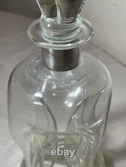 Antique E. Dragsted hand blown glass sterling silver glug glug liquor decanter
