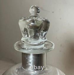 Antique E. Dragsted hand blown glass sterling silver glug glug liquor decanter