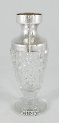 Antique Edwardian 1903 Sterling Silver & Cut Hobnail Glass Flower Vase Urn L&S