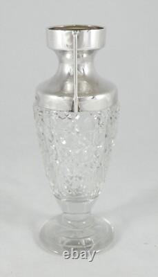 Antique Edwardian 1903 Sterling Silver & Cut Hobnail Glass Flower Vase Urn L&S