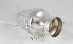 Antique Edwardian 1903 Sterling Silver & Cut Hobnail Glass Flower Vase Urn L&S