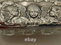 Antique Edwardian 1904 sterling silver Hallmarked topped cut glass trinket box