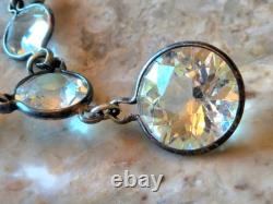 Antique Edwardian Art Deco Sterling Riviere Paste Crystal Rhinestones Necklace