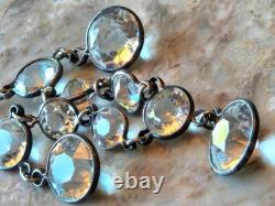 Antique Edwardian Art Deco Sterling Riviere Paste Crystal Rhinestones Necklace