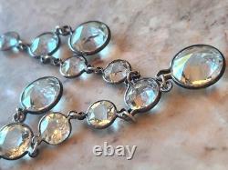 Antique Edwardian Art Deco Sterling Riviere Paste Crystal Rhinestones Necklace