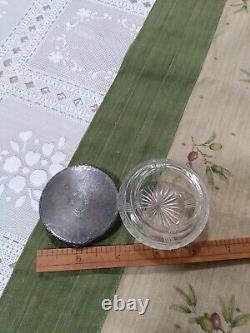 Antique Edwardian Dresser Jar Sterling Silver Etched Glass William Kerr 1900's