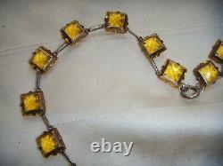 Antique Edwardian Sterling Silver Uranium Paste Open Back Bezel Riviere Necklace