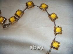 Antique Edwardian Sterling Silver Uranium Paste Open Back Bezel Riviere Necklace