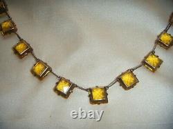 Antique Edwardian Sterling Silver Uranium Paste Open Back Bezel Riviere Necklace