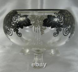 Antique Elegant Sterling Silver Inlay Glass Candy Bowl