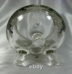 Antique Elegant Sterling Silver Inlay Glass Candy Bowl