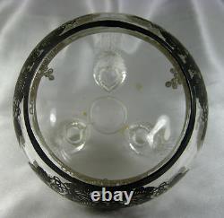 Antique Elegant Sterling Silver Inlay Glass Candy Bowl
