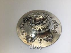 Antique English Butter Dish withCow Finial, Martin & Hall Sterling & Glass, 7