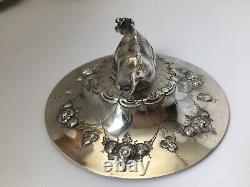 Antique English Butter Dish withCow Finial, Martin & Hall Sterling & Glass, 7