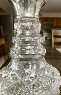 Antique English London Sterling Silver Cut Crystal Glass Decanter RichardsonWebb