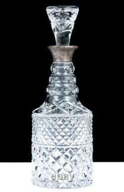 Antique English London Sterling Silver Cut Crystal Glass Decanter RichardsonWebb