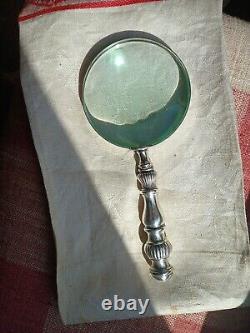 Antique English Magnifying Glass w Marked Sterling Silver Handle Great Design