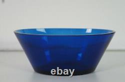 Antique English Reticulated Sterling Silver Basket Compote & Cobalt Blue Glass