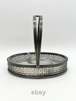 Antique English Silver Glass Candy Dish Edwardian Victorian Decor