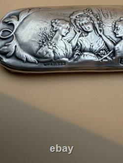 Antique English Sterling Silver Cut Glass Dresser Box Birmingham Repousse