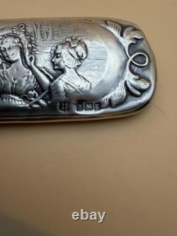 Antique English Sterling Silver Cut Glass Dresser Box Birmingham Repousse