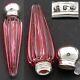 Antique English Sterling Silver & Cut Ruby To Clear Glass Scent, Perfume Bottle