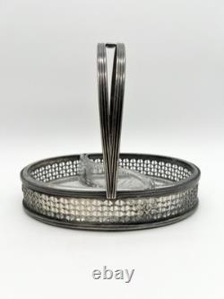 Antique English Sterling Silver & Glass Candy Dish c. 1900 Edwardian