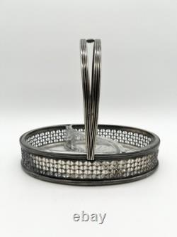 Antique English Sterling Silver & Glass Candy Dish c. 1900 Edwardian