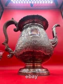 Antique English Sterling Silver Teapot With Extra Set Of Glass