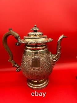 Antique English Sterling Silver Teapot With Extra Set Of Glass
