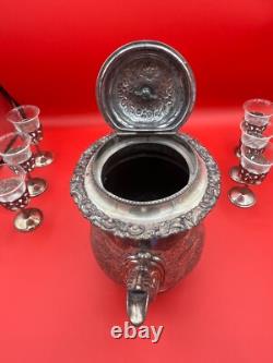 Antique English Sterling Silver Teapot With Extra Set Of Glass