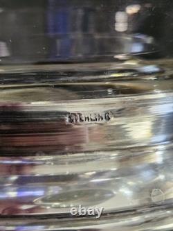 Antique Etched Glass Pitcher with Sterling Silver Base Floral Design