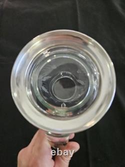Antique Etched Glass Pitcher with Sterling Silver Base Floral Design