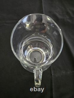 Antique Etched Glass Pitcher with Sterling Silver Base Floral Design