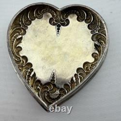 Antique F&B Sterling Silver Heart Vanity Jar Cut Glass 703 Pat'd Monogram ABW